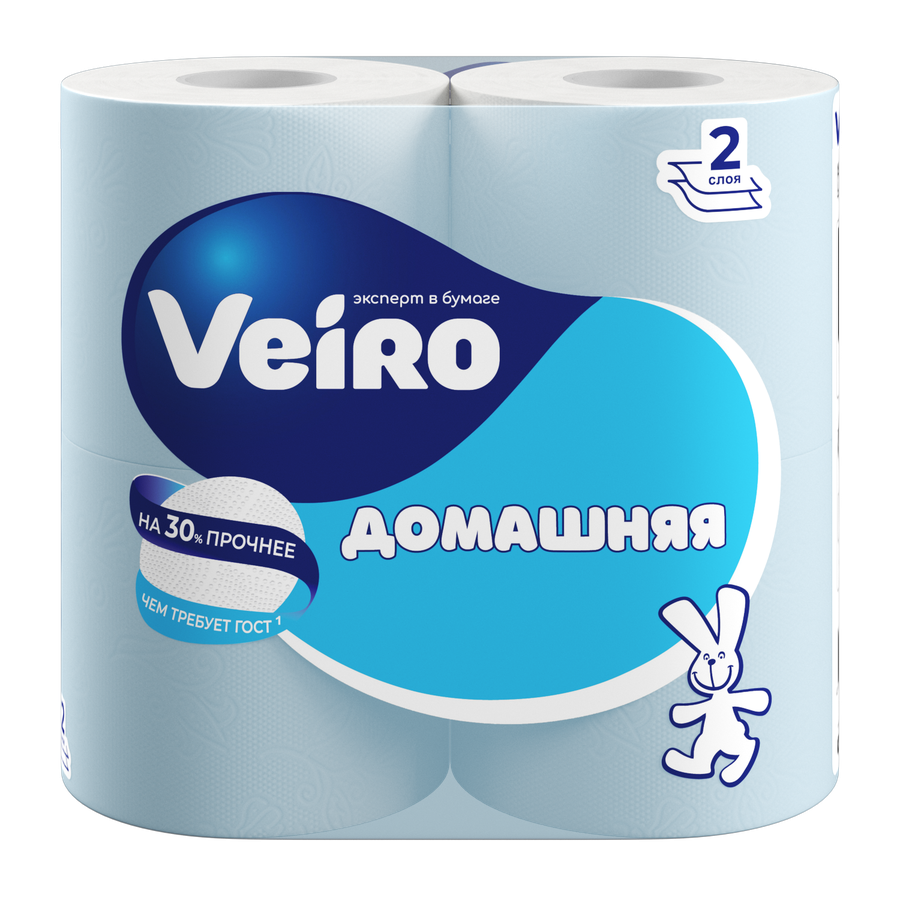 Бумага туалетная Veiro Домашняя, 2 слоя, 4 рулона