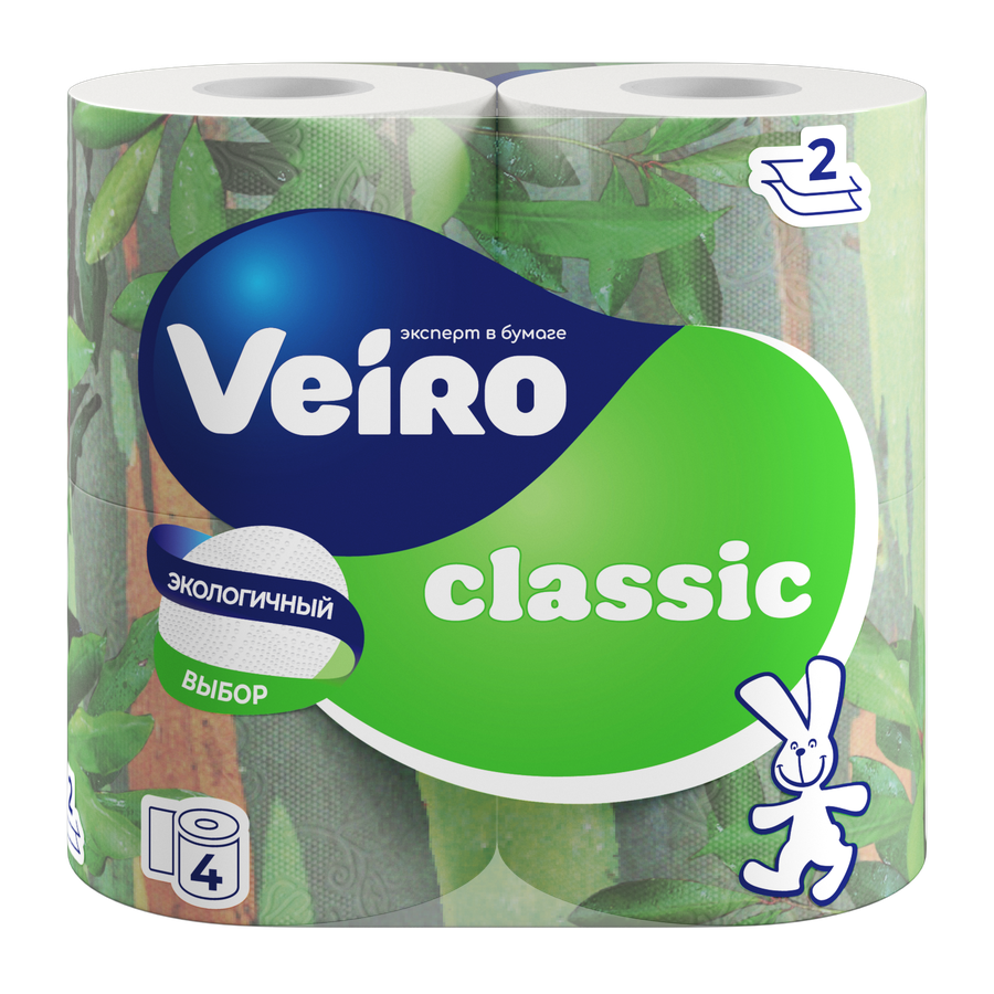 Бумага туалетная Veiro Classic, 2 слоя, 4 рулона