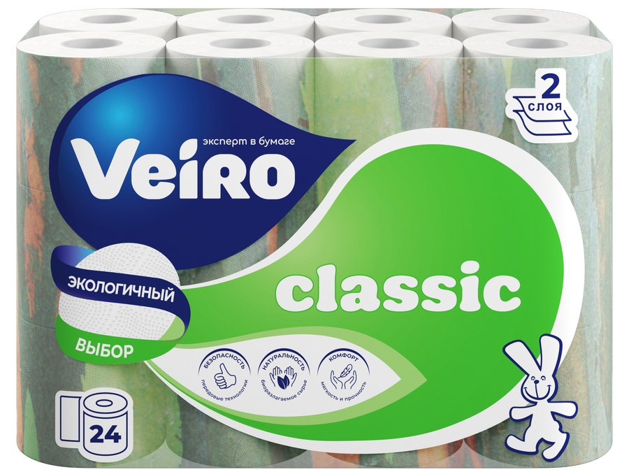 Бумага туалетная Veiro Classic, 2 слоя, 24 рулона