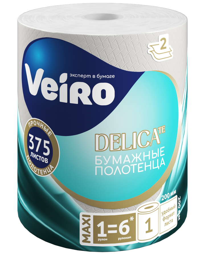 Полотенца бумажные  Veiro DELICATE, 2 слоя, 1 рулон