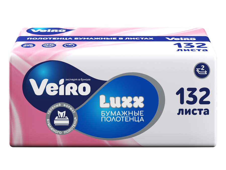 Полотенца бумажные кухонные, Veiro LUXX, 2 слоя, 132 листа, 1 пачка