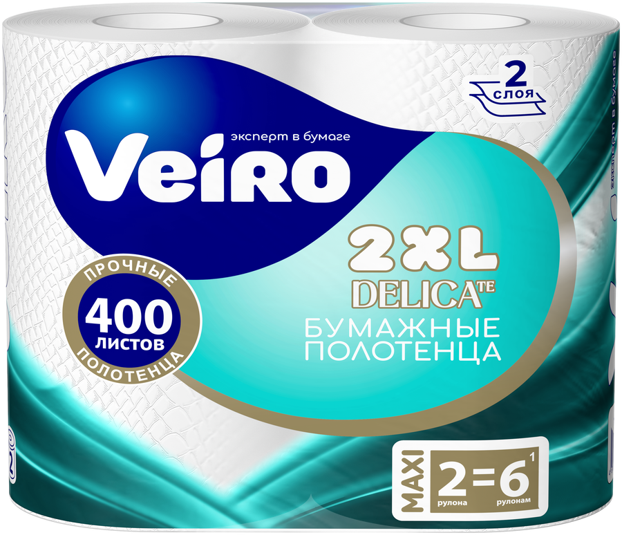 Полотенца бумажные Veiro 2XL DELICATE, 2 слоя, 2 рулона