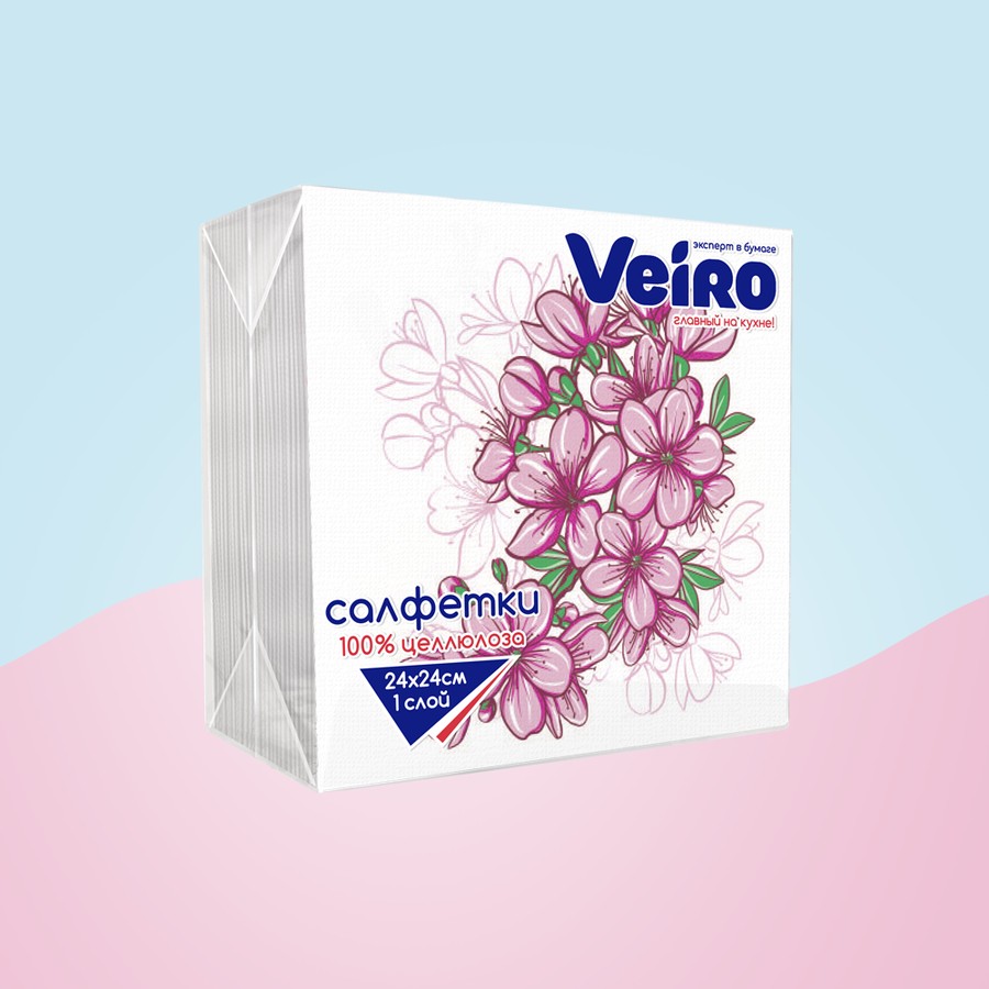 Салфетки столовые сервировочные Veiro "Ветка яблони", 1 слой, 50 штук